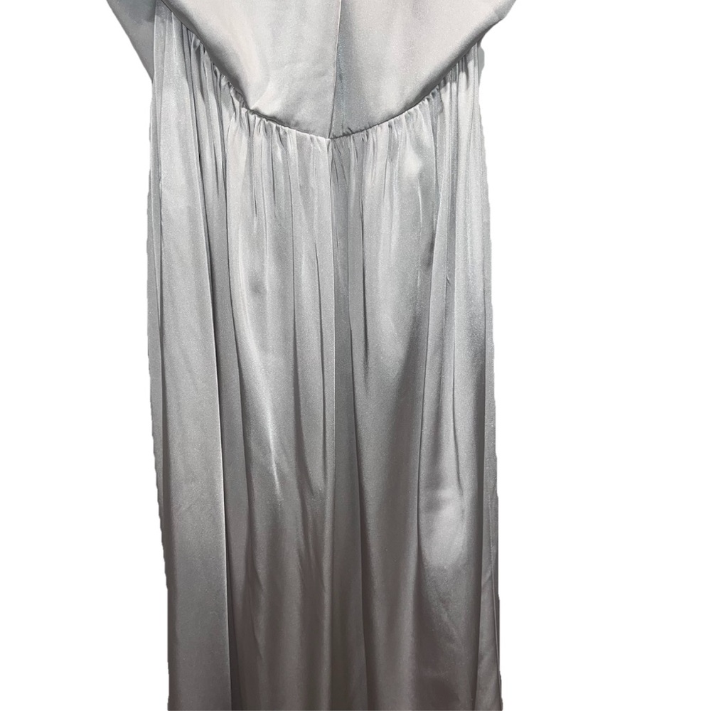 16Arlington Silver Satin V Neck Open Back Gown Evening Wedding US 6 NWT 🟡 - Picture 6 of 14
